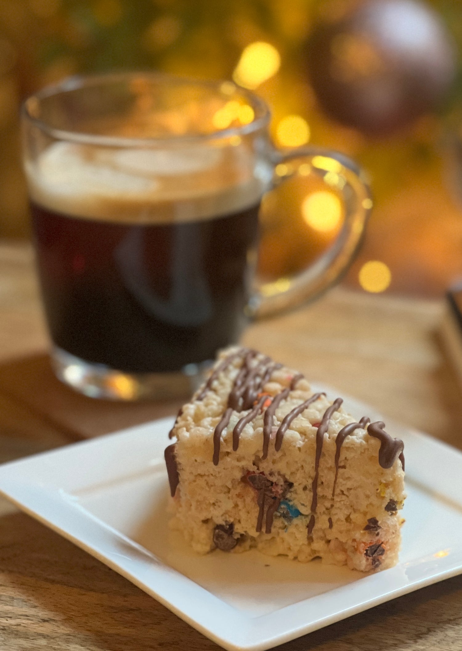 Crispy rice square with americano